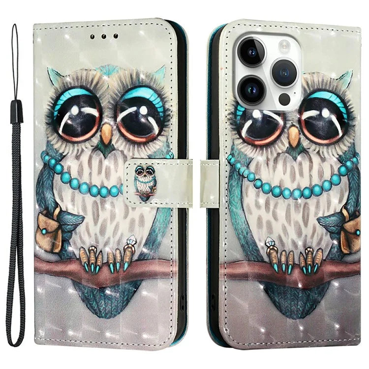 YB Pattern Printing Leather Series-2 For iPhone 16 Pro Max Case Stand View Wallet Phone Cover