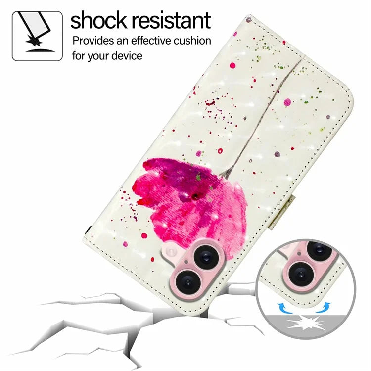 YB Pattern Printing Leather Series-2 For iPhone 16 Case Stand View Wallet Phone Cover