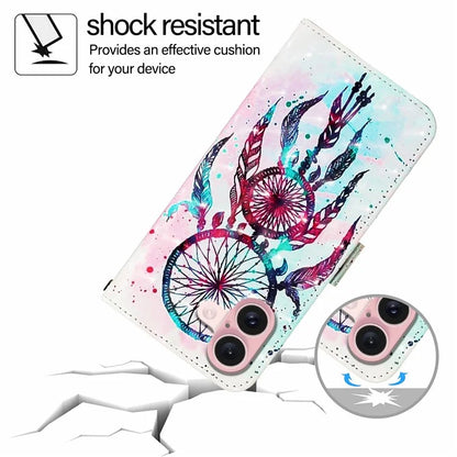 YB Pattern Printing Leather Series-2 For iPhone 16 Case Stand View Wallet Phone Cover
