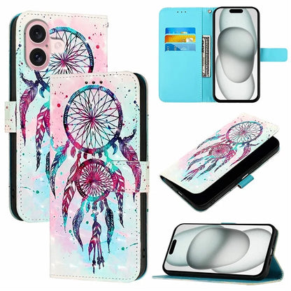 YB Pattern Printing Leather Series-2 For iPhone 16 Case Stand View Wallet Phone Cover