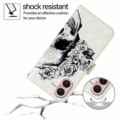 YB Pattern Printing Leather Series-2 For iPhone 16 Case Stand View Wallet Phone Cover