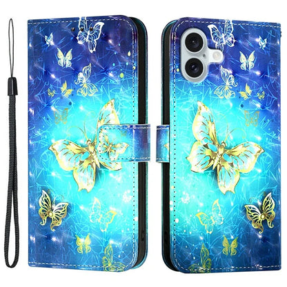 YB Pattern Printing Leather Series-2 For iPhone 16 Plus Case Stand View Wallet Phone Cover