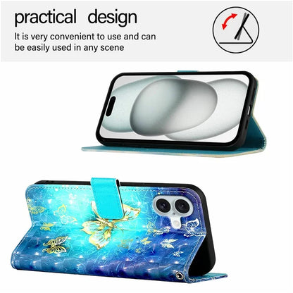 YB Pattern Printing Leather Series-2 For iPhone 16 Plus Case Stand View Wallet Phone Cover