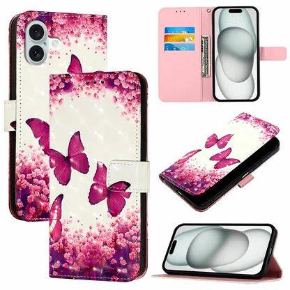 YB Pattern Printing Leather Series-2 For iPhone 16 Plus Case Stand View Wallet Phone Cover