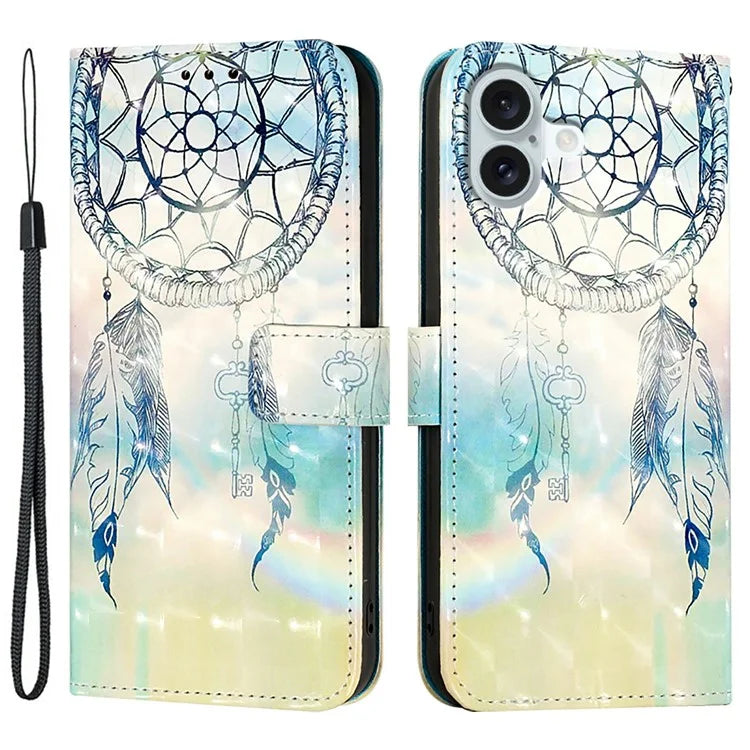 YB Pattern Printing Leather Series-2 For iPhone 16 Plus Case Stand View Wallet Phone Cover