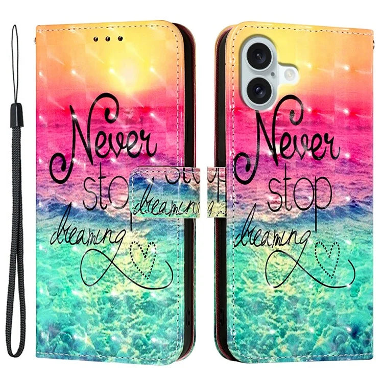 YB Pattern Printing Leather Series-2 For iPhone 16 Plus Case Stand View Wallet Phone Cover