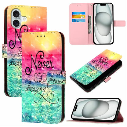 YB Pattern Printing Leather Series-2 For iPhone 16 Plus Case Stand View Wallet Phone Cover