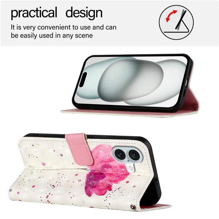 YB Pattern Printing Leather Series-2 For iPhone 16 Plus Case Stand View Wallet Phone Cover