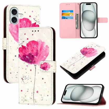 YB Pattern Printing Leather Series-2 For iPhone 16 Plus Case Stand View Wallet Phone Cover