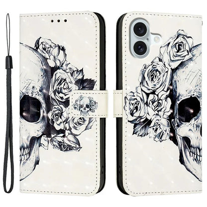 YB Pattern Printing Leather Series-2 For iPhone 16 Plus Case Stand View Wallet Phone Cover