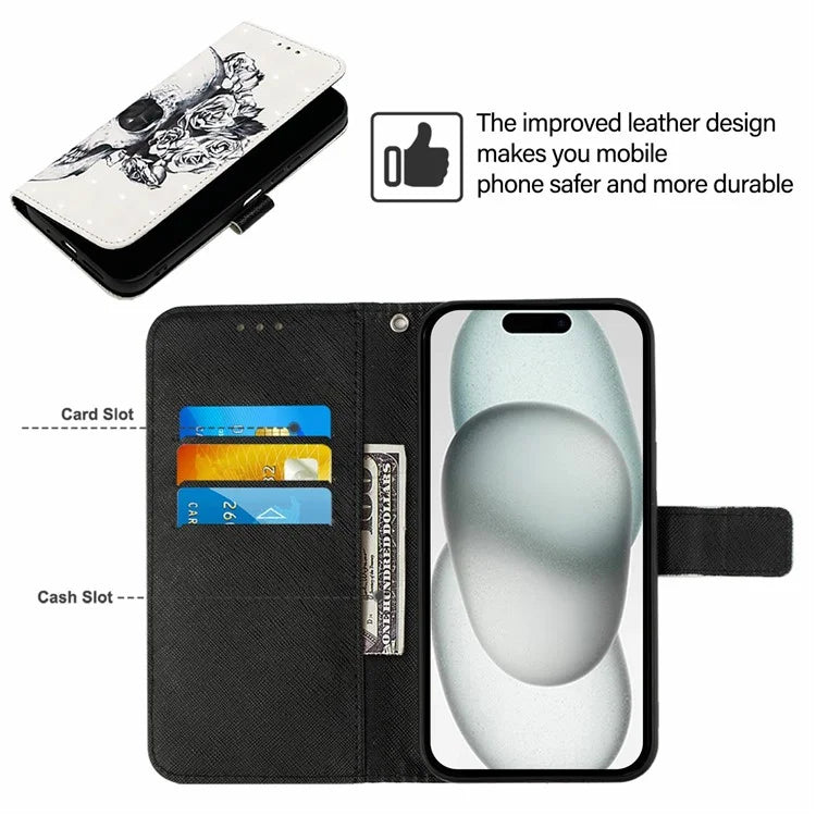 YB Pattern Printing Leather Series-2 For iPhone 16 Plus Case Stand View Wallet Phone Cover
