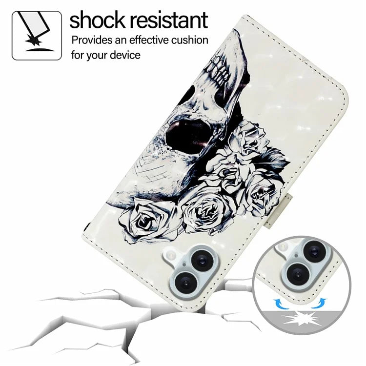YB Pattern Printing Leather Series-2 For iPhone 16 Plus Case Stand View Wallet Phone Cover
