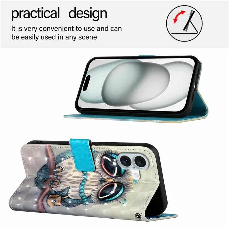 YB Pattern Printing Leather Series-2 For iPhone 16 Plus Case Stand View Wallet Phone Cover