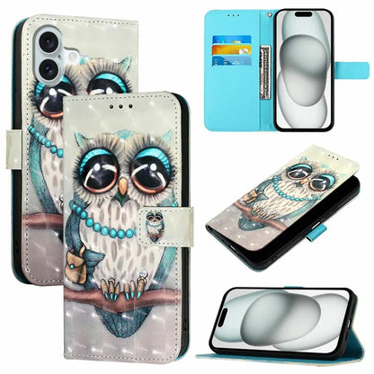 YB Pattern Printing Leather Series-2 For iPhone 16 Plus Case Stand View Wallet Phone Cover