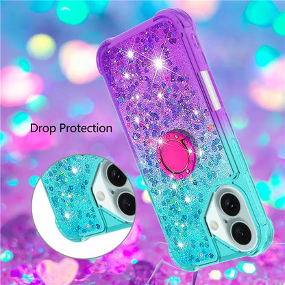 YB Quicksand Series-8 for iPhone 16 Plus TPU Case Glitter Sequins Gradient Kickstand Cover