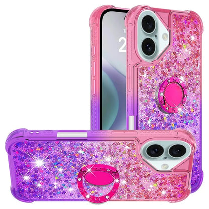 YB Quicksand Series-8 for iPhone 16 Plus TPU Case Glitter Sequins Gradient Kickstand Cover