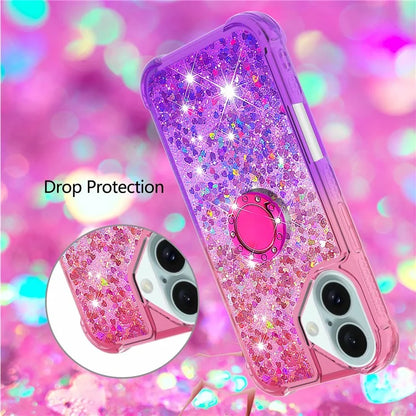 YB Quicksand Series-8 for iPhone 16 Plus TPU Case Glitter Sequins Gradient Kickstand Cover