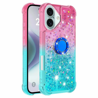 YB Quicksand Series-8 for iPhone 16 Plus TPU Case Glitter Sequins Gradient Kickstand Cover
