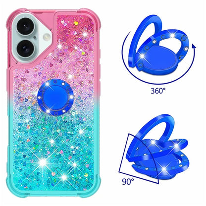 YB Quicksand Series-8 for iPhone 16 Plus TPU Case Glitter Sequins Gradient Kickstand Cover