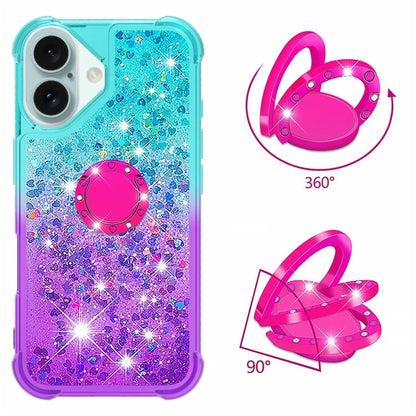 YB Quicksand Series-8 for iPhone 16 TPU Case Glitter Sequins Gradient Kickstand Cover