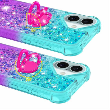 YB Quicksand Series-8 for iPhone 16 TPU Case Glitter Sequins Gradient Kickstand Cover