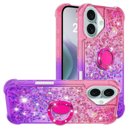 YB Quicksand Series-8 for iPhone 16 TPU Case Glitter Sequins Gradient Kickstand Cover