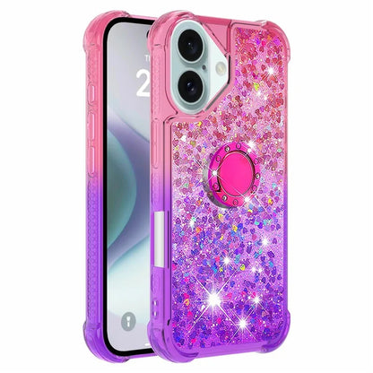 YB Quicksand Series-8 for iPhone 16 TPU Case Glitter Sequins Gradient Kickstand Cover