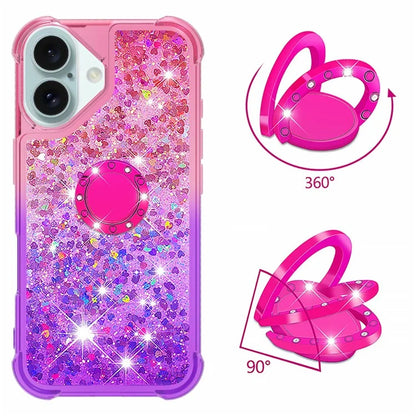 YB Quicksand Series-8 for iPhone 16 TPU Case Glitter Sequins Gradient Kickstand Cover