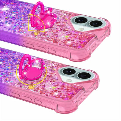 YB Quicksand Series-8 for iPhone 16 TPU Case Glitter Sequins Gradient Kickstand Cover