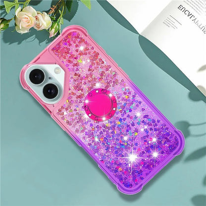 YB Quicksand Series-8 for iPhone 16 TPU Case Glitter Sequins Gradient Kickstand Cover