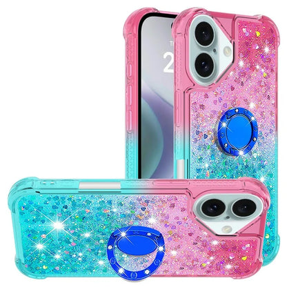YB Quicksand Series-8 for iPhone 16 TPU Case Glitter Sequins Gradient Kickstand Cover