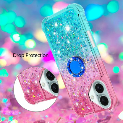YB Quicksand Series-8 for iPhone 16 TPU Case Glitter Sequins Gradient Kickstand Cover
