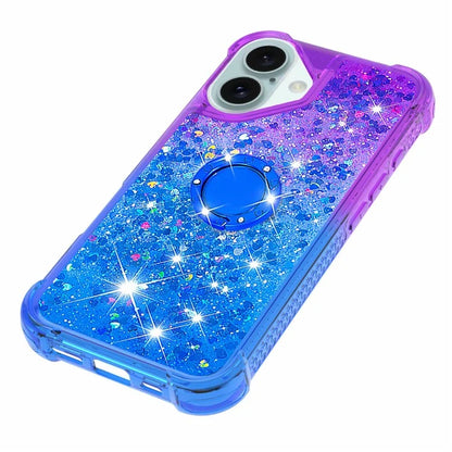 YB Quicksand Series-8 for iPhone 16 TPU Case Glitter Sequins Gradient Kickstand Cover
