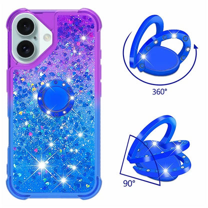 YB Quicksand Series-8 for iPhone 16 TPU Case Glitter Sequins Gradient Kickstand Cover