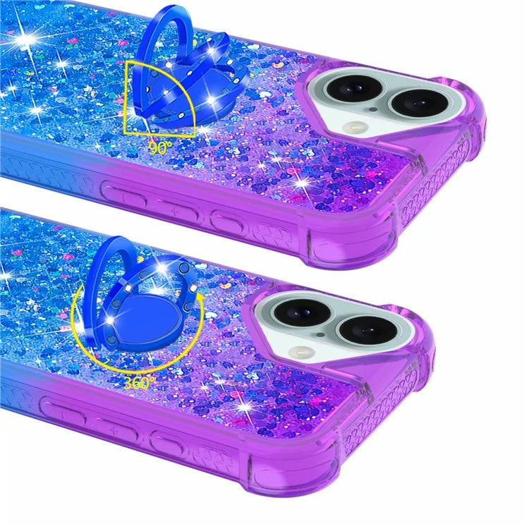 YB Quicksand Series-8 for iPhone 16 TPU Case Glitter Sequins Gradient Kickstand Cover
