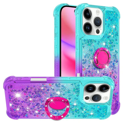 YB Quicksand Series-8 for iPhone 16 Pro Max TPU Case Glitter Sequins Gradient Kickstand Cover
