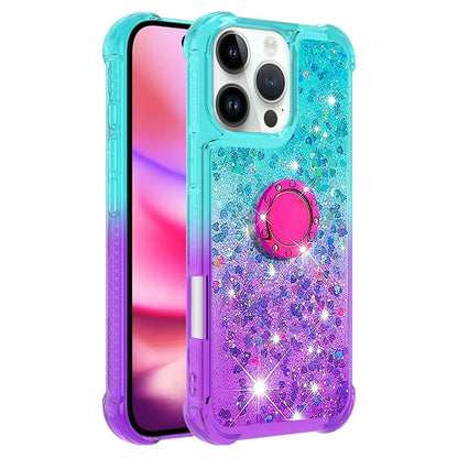 YB Quicksand Series-8 for iPhone 16 Pro TPU Case Glitter Sequins Gradient Kickstand Cover