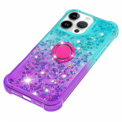 YB Quicksand Series-8 for iPhone 16 Pro TPU Case Glitter Sequins Gradient Kickstand Cover