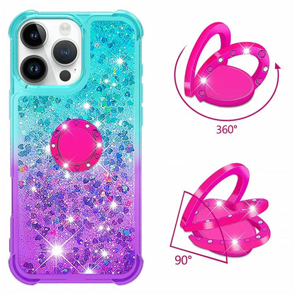 YB Quicksand Series-8 for iPhone 16 Pro TPU Case Glitter Sequins Gradient Kickstand Cover