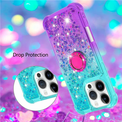 YB Quicksand Series-8 for iPhone 16 Pro TPU Case Glitter Sequins Gradient Kickstand Cover