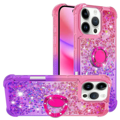 YB Quicksand Series-8 for iPhone 16 Pro TPU Case Glitter Sequins Gradient Kickstand Cover