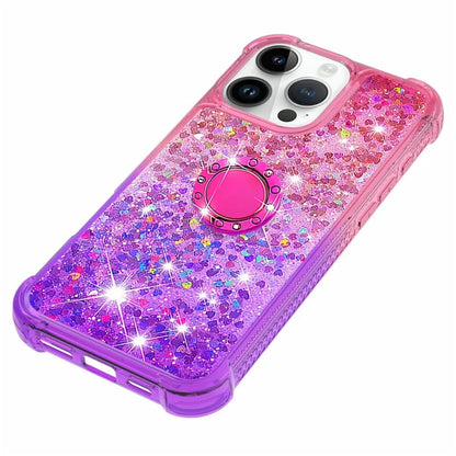 YB Quicksand Series-8 for iPhone 16 Pro TPU Case Glitter Sequins Gradient Kickstand Cover