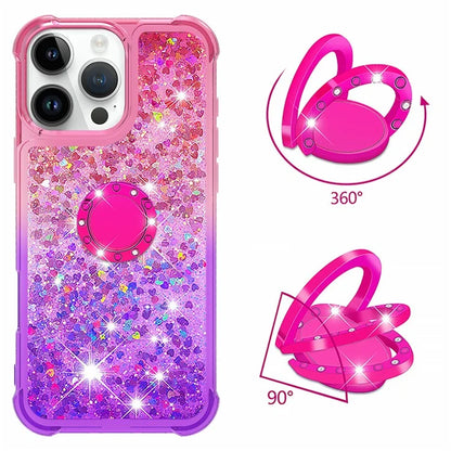 YB Quicksand Series-8 for iPhone 16 Pro TPU Case Glitter Sequins Gradient Kickstand Cover