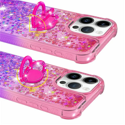 YB Quicksand Series-8 for iPhone 16 Pro TPU Case Glitter Sequins Gradient Kickstand Cover