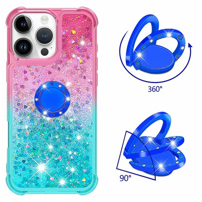 YB Quicksand Series-8 for iPhone 16 Pro TPU Case Glitter Sequins Gradient Kickstand Cover