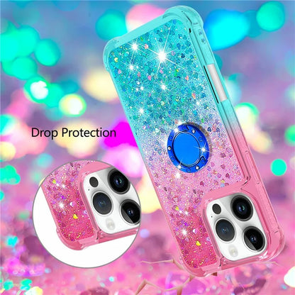YB Quicksand Series-8 for iPhone 16 Pro TPU Case Glitter Sequins Gradient Kickstand Cover