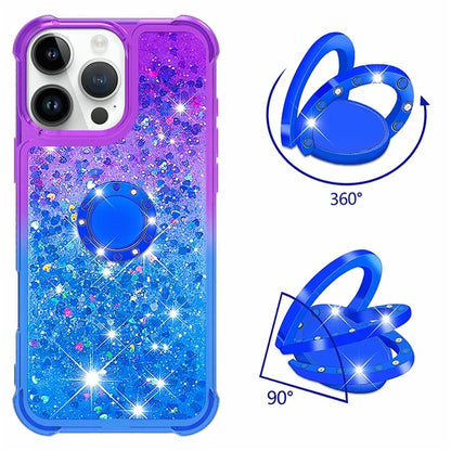 YB Quicksand Series-8 for iPhone 16 Pro TPU Case Glitter Sequins Gradient Kickstand Cover