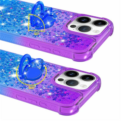 YB Quicksand Series-8 for iPhone 16 Pro TPU Case Glitter Sequins Gradient Kickstand Cover