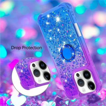 YB Quicksand Series-8 for iPhone 16 Pro TPU Case Glitter Sequins Gradient Kickstand Cover
