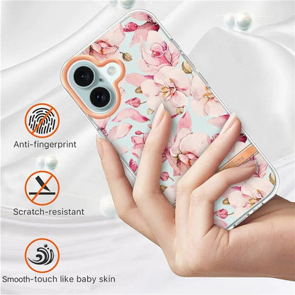 YB IMD-8 Series for iPhone 16 Plus TPU Case Flower Pattern IMD IML Phone Cover
